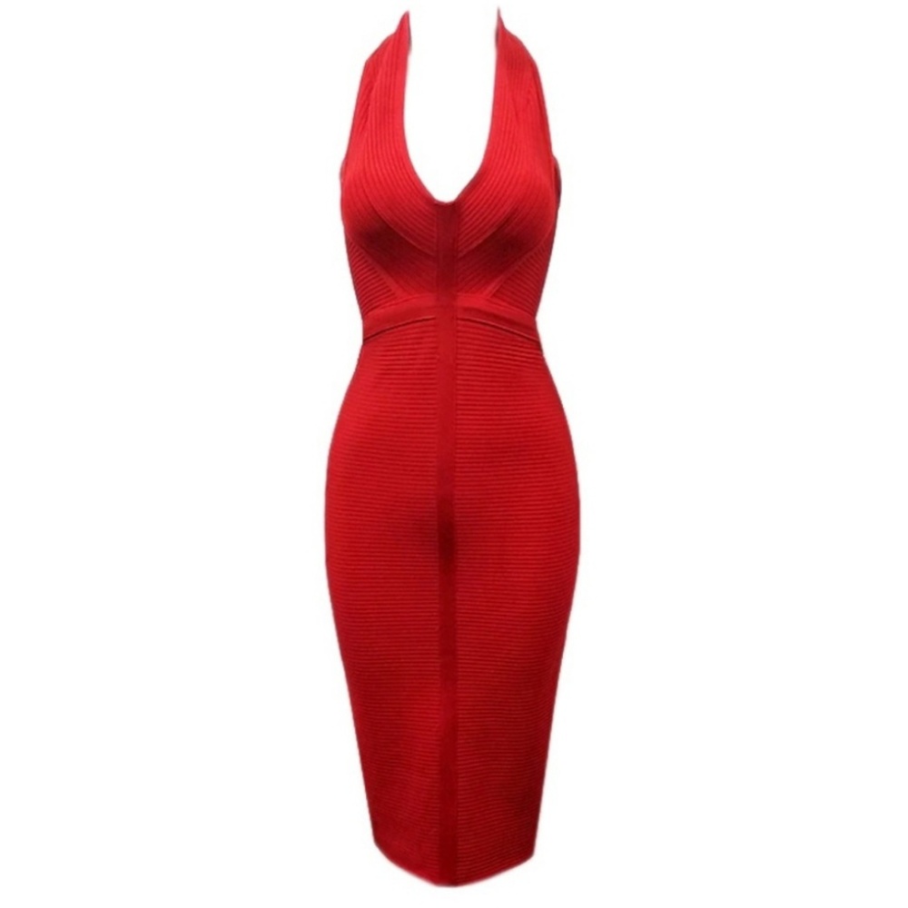 Sexy Red Bodycon Bandage Dress - Picture 3 of 5